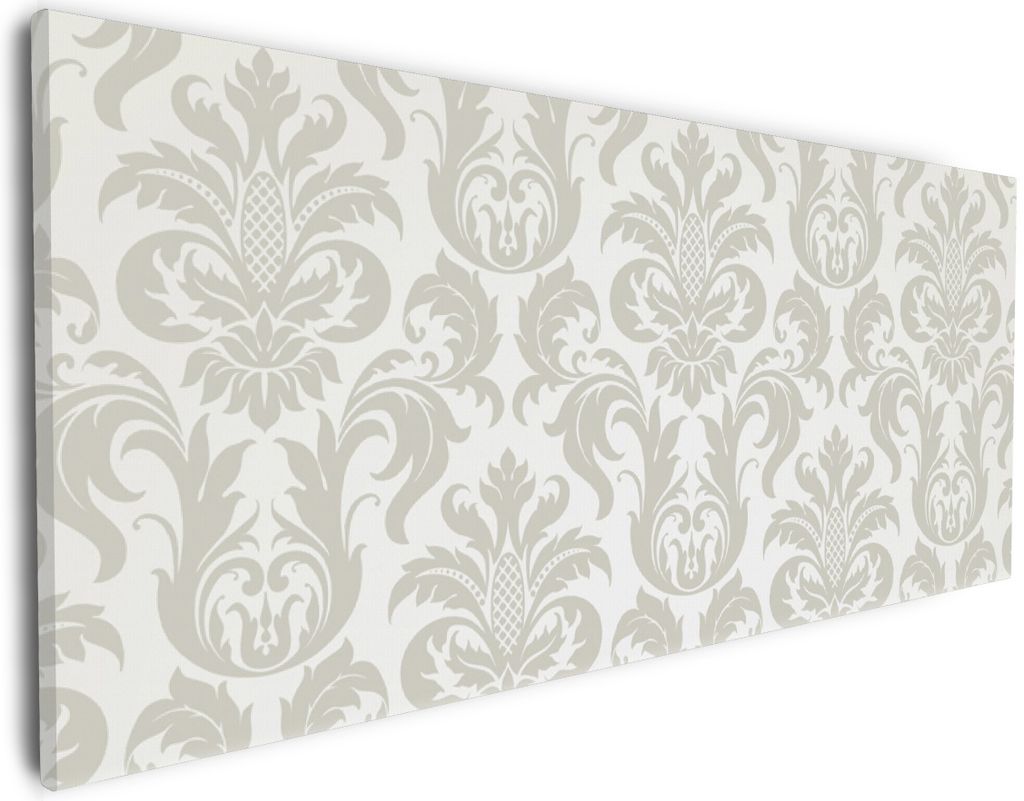 Wallario Premium Leinwandbild Königliche Schnörkelei in weiß und beige in Größe 30 x 75 cm