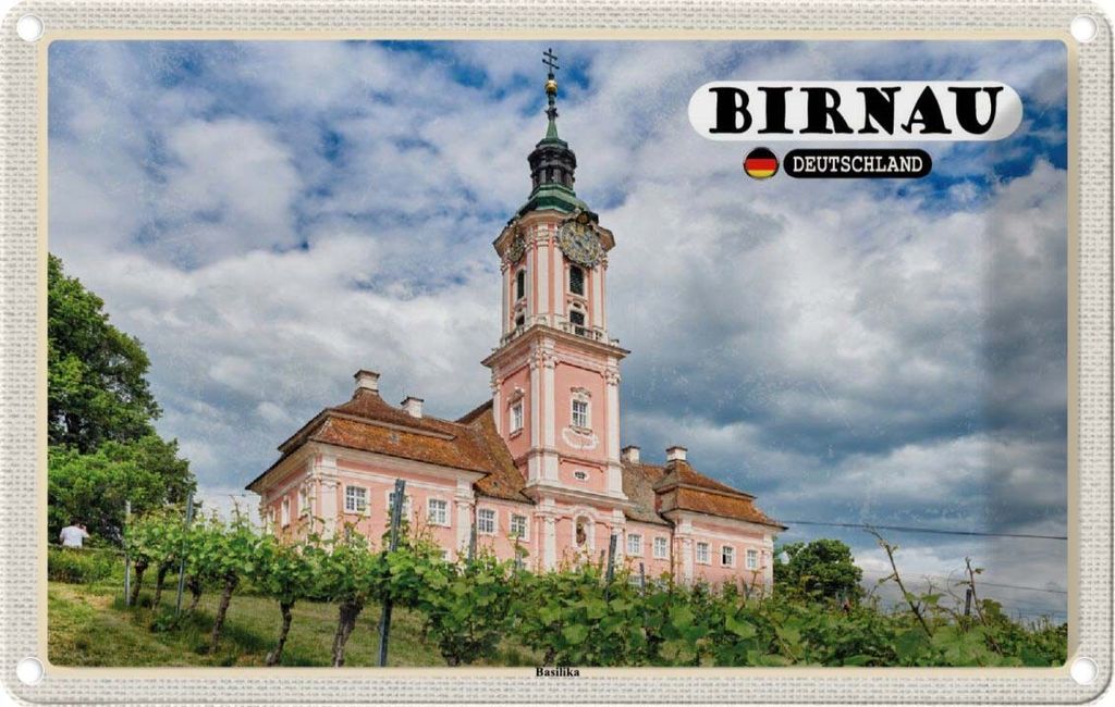 vianmo Blechschild 20x30 cm Birnau Basilika Architektur Bildmotiv Reisemotiv Abenteuer Reisen Urlaub Häuser