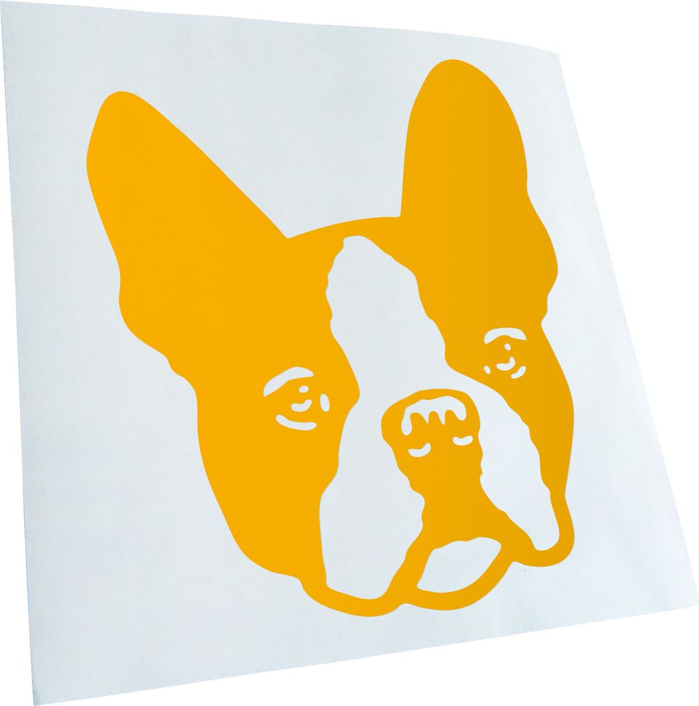 Kiwistar - Autoaufkleber - Boston Terrier Hund - Gelb - 60x50cm - Aufkleber für Auto, Laptop, Fahrrad, LKW, Motorrad mehrfarbig JDM Decal Racing