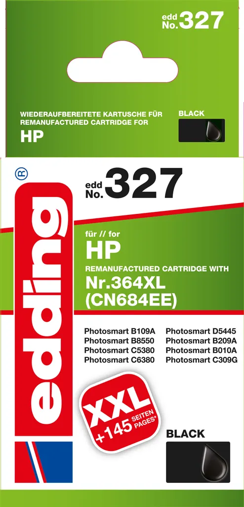edding EDD-327 Encre Noire Haute Capacité compatible avec HP n°364XL