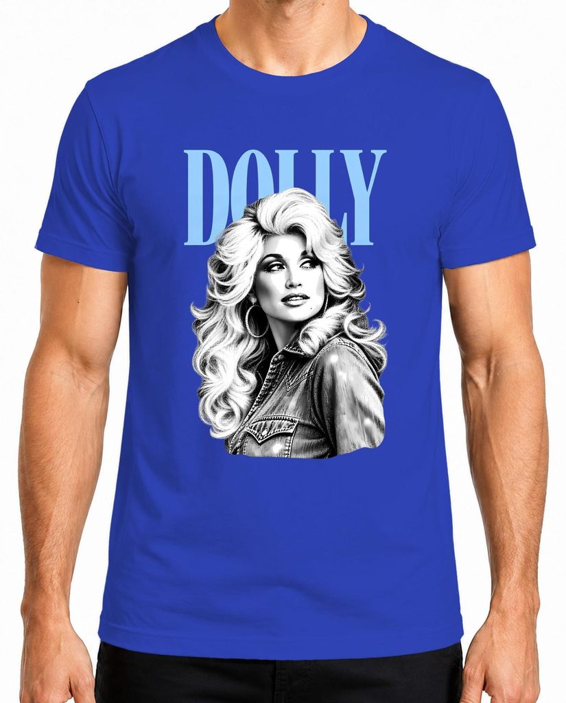 Maglietta da uomo, blu, taglia L, con la scritta "Dolly Immagine del prodotto 