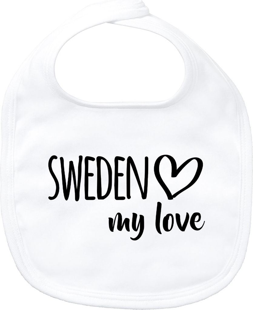 Huuraa Baby Lätzchen Sweden my love White Klettverschluss Baumwolle Latz Geschenkidee