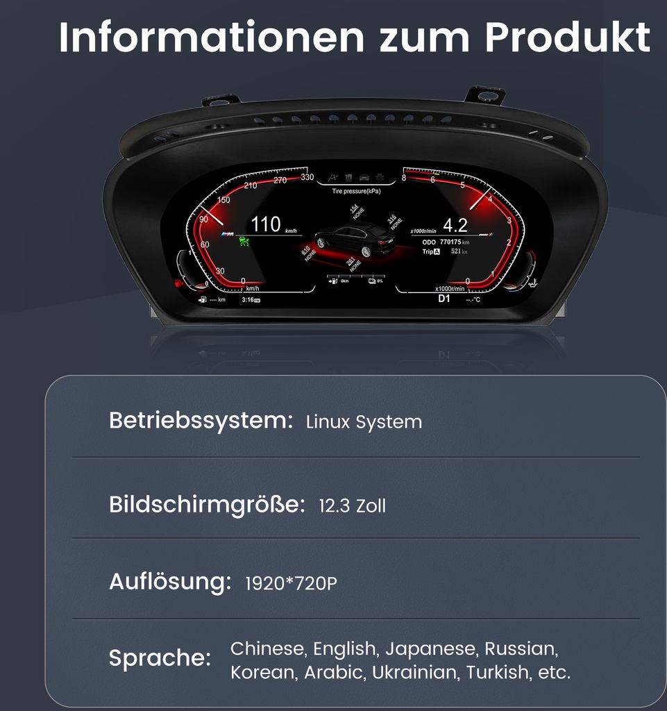 12,3'' digitální přístrojová deska pro BMW řady 5 E60 E61 Obrázek produktu 12