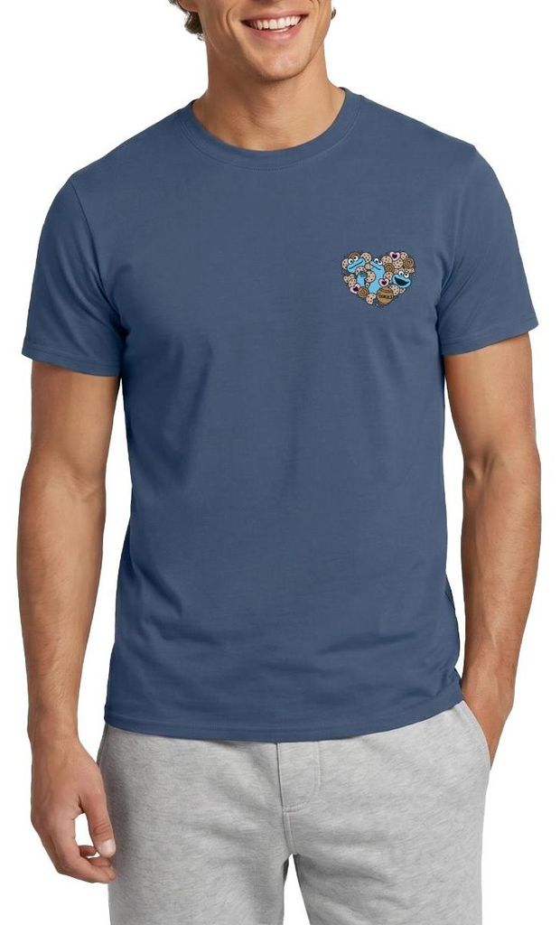 Spreadshirt Sesamstraße Design Herz Mit Krümelmonster Männer T-Shirt, S, Dunkles Denimblau