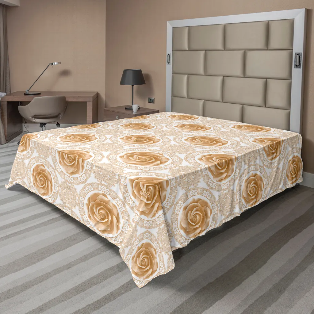 Lenzuolo ABAKUHAUS Rose Barocche 260x228 Letto Decorativo Elegante