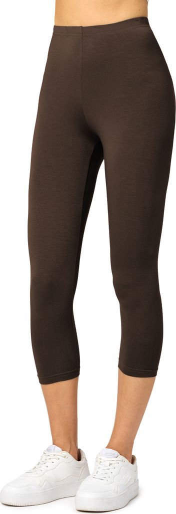 Merry Style Damen Leggings 3/4 aus Viskose MS10-144 (Braun, XS)