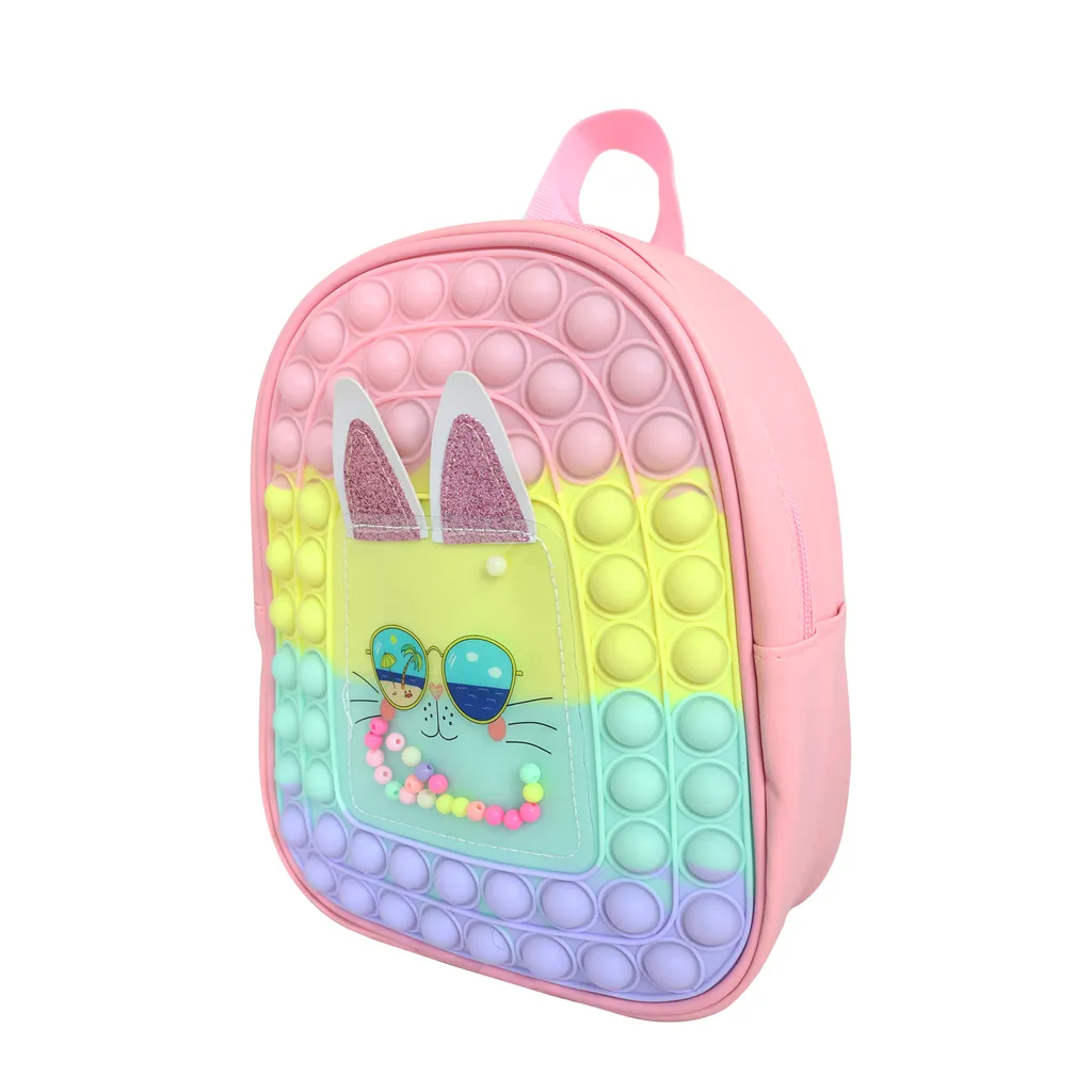 Petit Sac à Dos Sensoriel Lapin avec Texture Squishy et Sangle Réglable