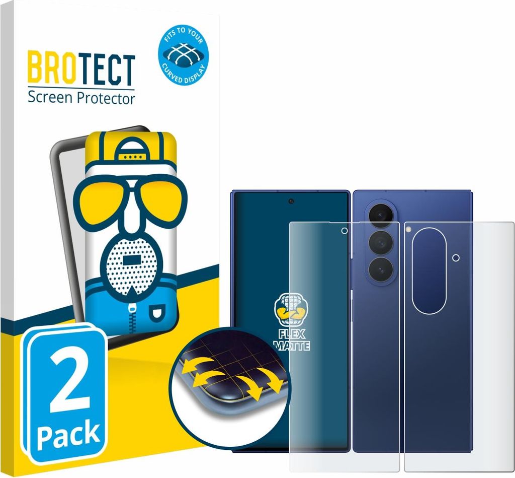 2x BROTECT Fullscreen Schutzfolie für Samsung Galaxy Z Fold 7 (Display+Rückseite) Displayschutz Folie Fullcover Matt Entspiegelungsfolie