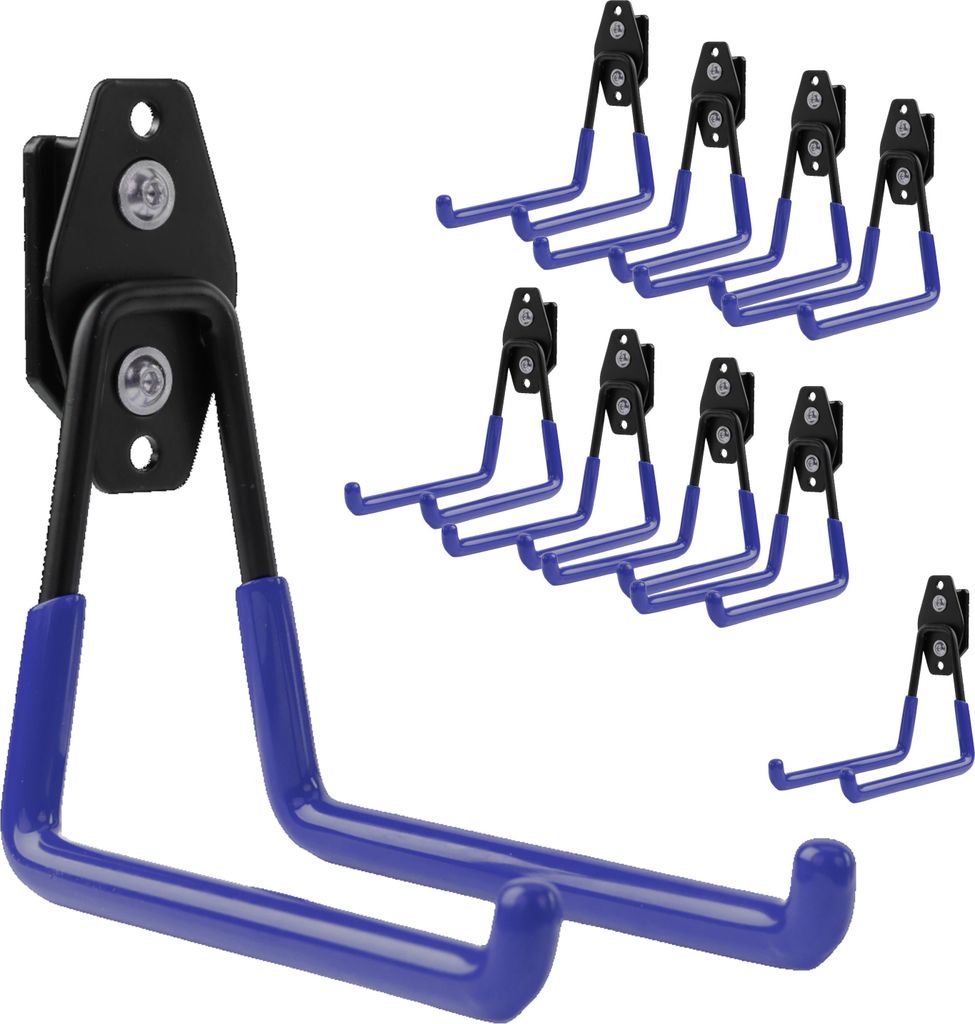 Set 10 Stck. Werkzeughaken von BOTLE für Qbrick Koffer-System für Elektrowerkzeuge, "Geradeförmig" 13cm, stabil mit PVC-Ummantelung, für Garage...