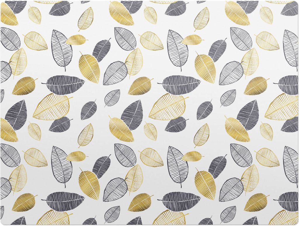 Blättriges Retro-Muster – Bodenschutzmatte – Stuhlunterlage 120x90 cm – Rutschfest – Hartbodenmatte