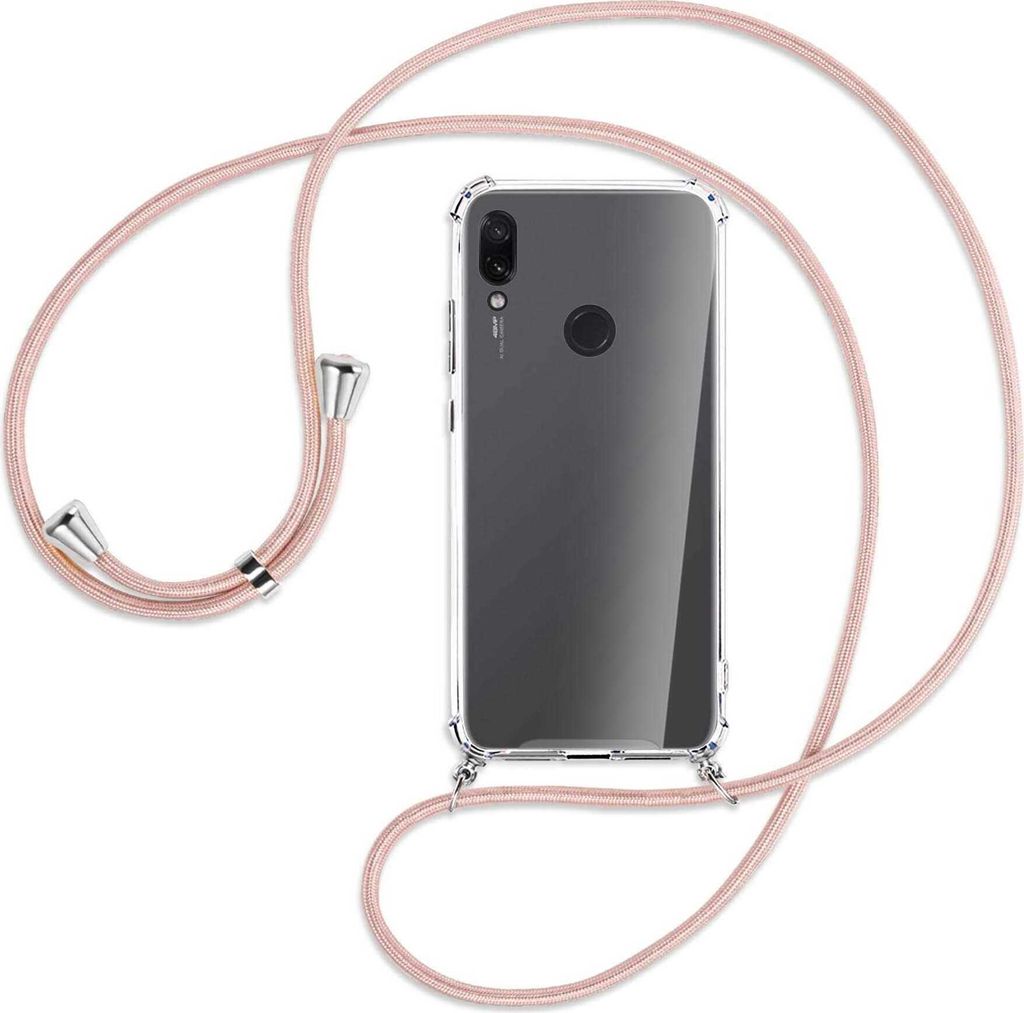 Handykette Backcover-Schutzhülle mit Band (Metall silberfarben) für Xiaomi Redmi Note 7 (Pro) - roségold