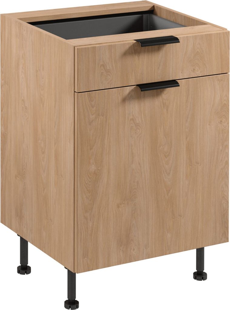 Küchenunterschrank 60 cm mit Schublade küchenmöbel, Sorento D60S1 AX Sonoma Eiche