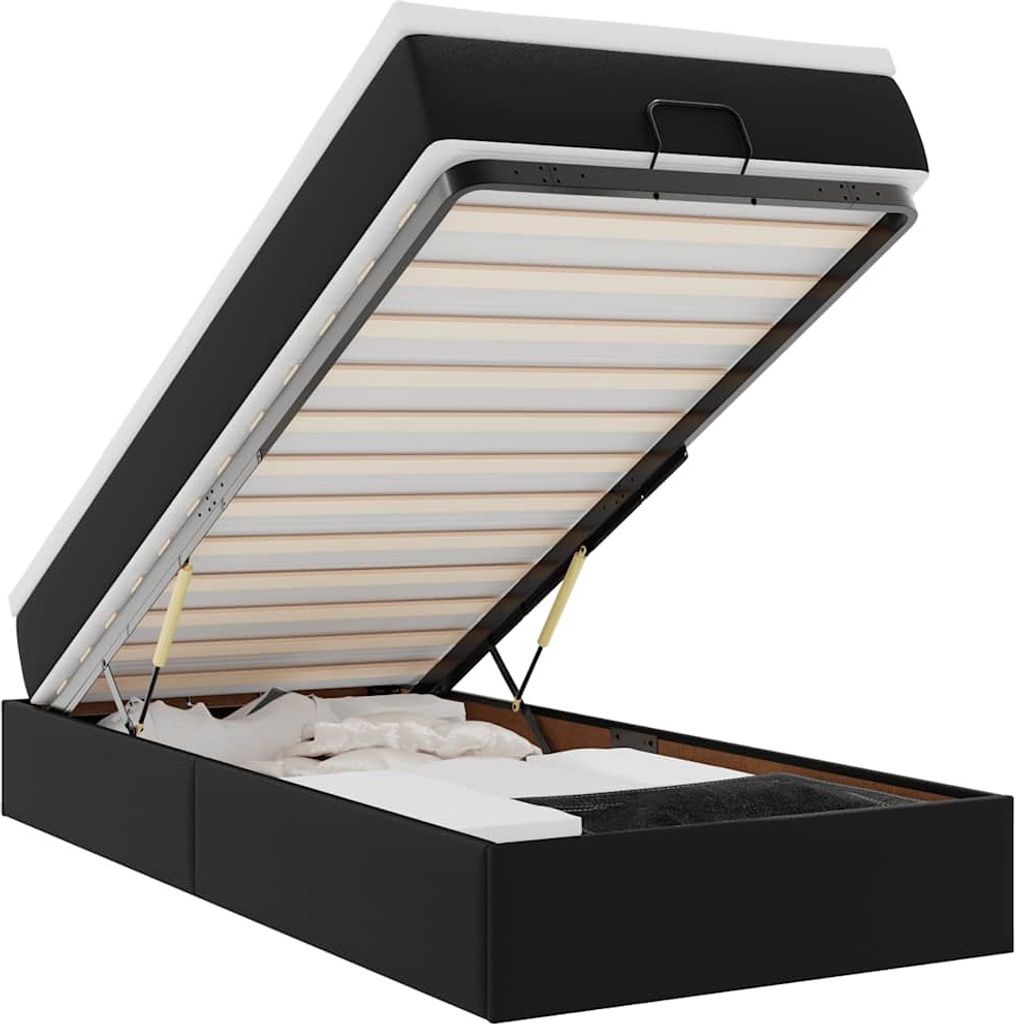 vidaXL Ottoman-Bett mit Matratze Schwarz 90x200 cm Kunstleder