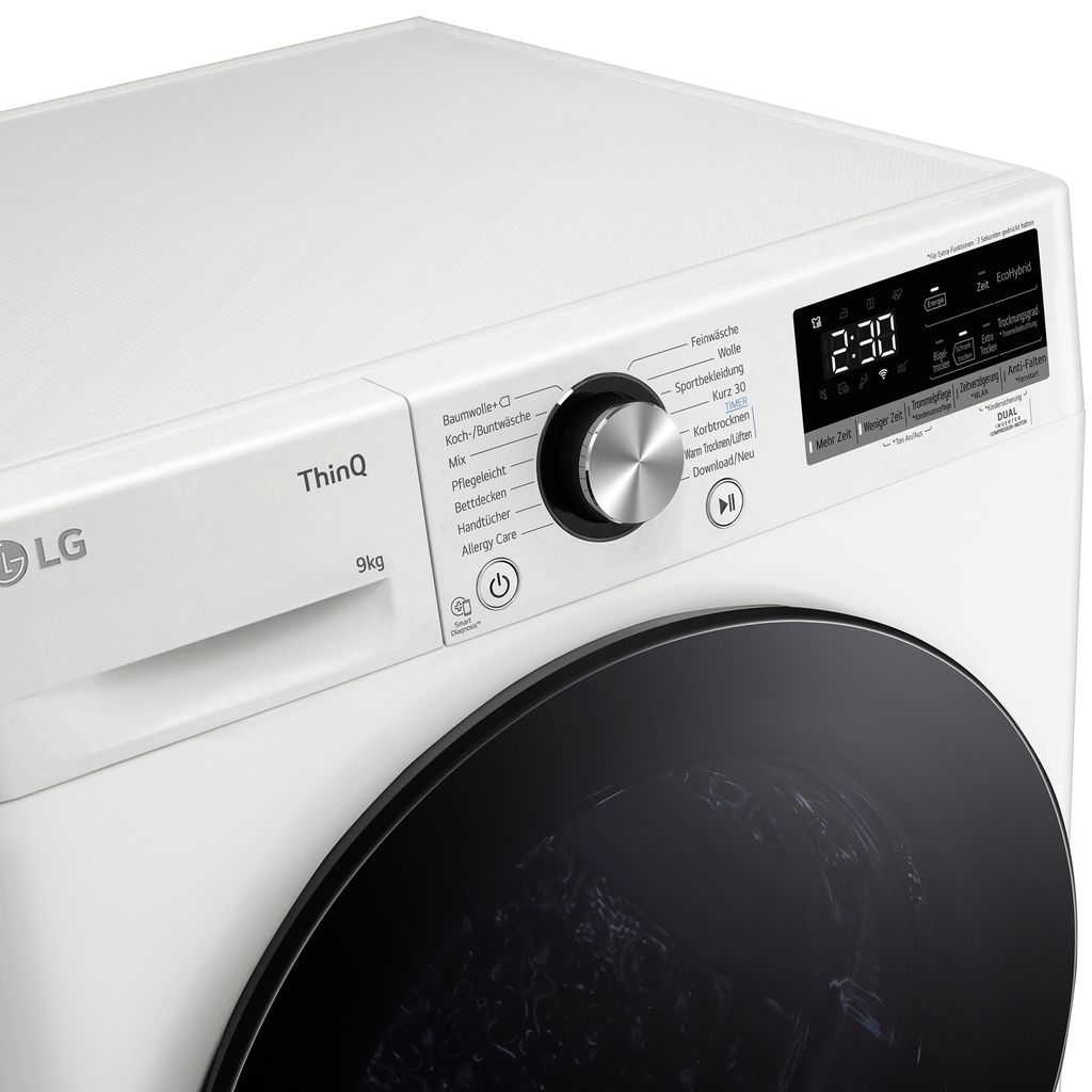 LG Wärmepumpen-Trockner 9 kg Weiß Bullaugenring: schwarz A Produktbild 5