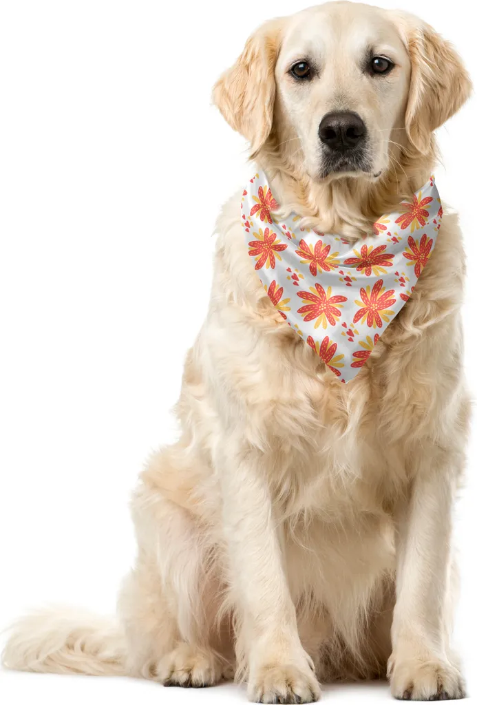 ABAKUHAUS Bandana Cani Fiori Corallo 40x40 - Accessorio Pet Premium