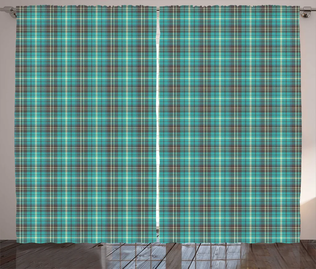 Rideau à Carreaux Anti-Vis-à-Vis Marron et Taupe - Pose Facile 280x225