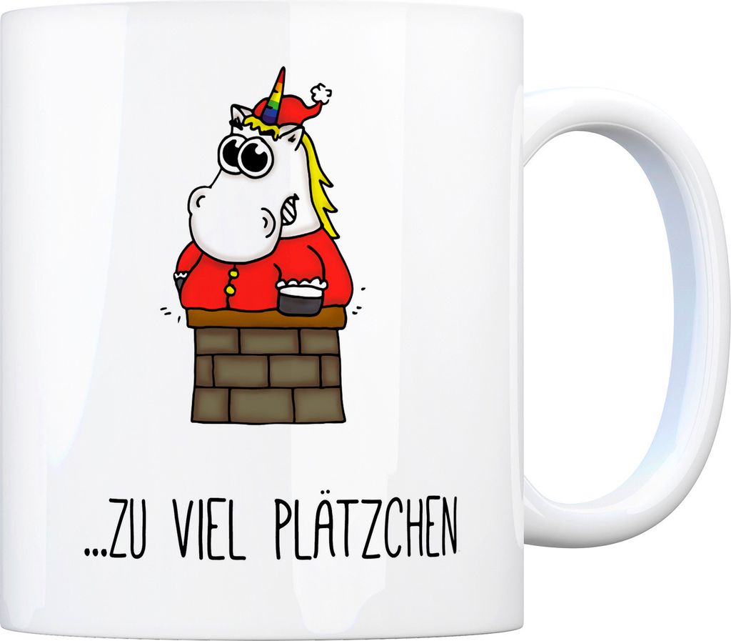 Kaffeebecher mit Spruch: ...zu viel Plätzchen Tasse Kaffeetasse Becher mug