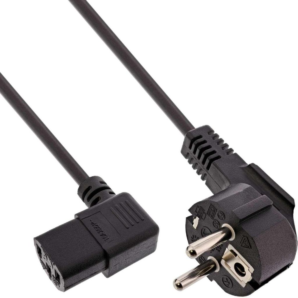 InLine Netzkabel, Schutzk. gew. / Kaltgerätest. C13 links Produktbild 