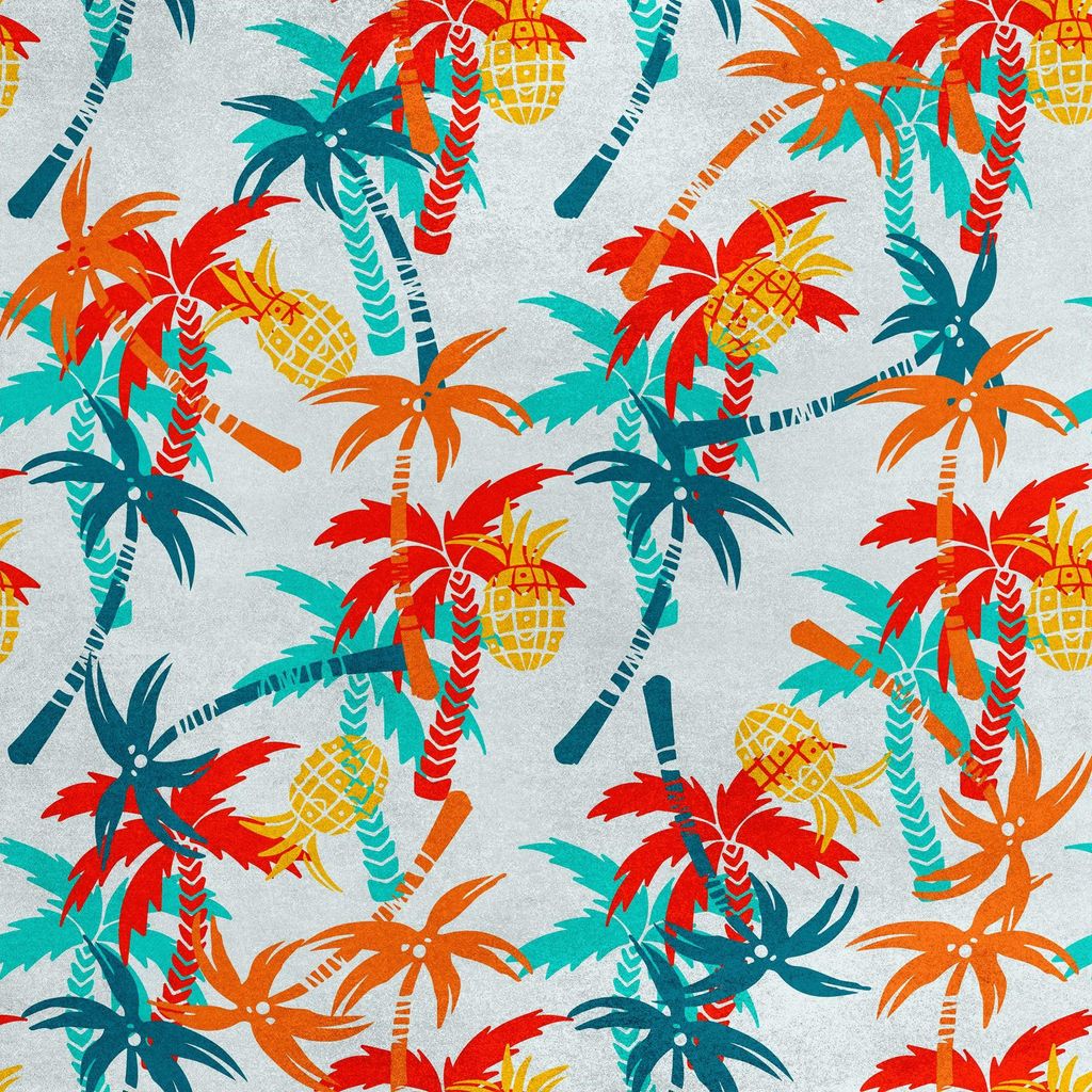 Royal Samt Stoff Polyester Zum Nähen - Motiv Palmen Ananas