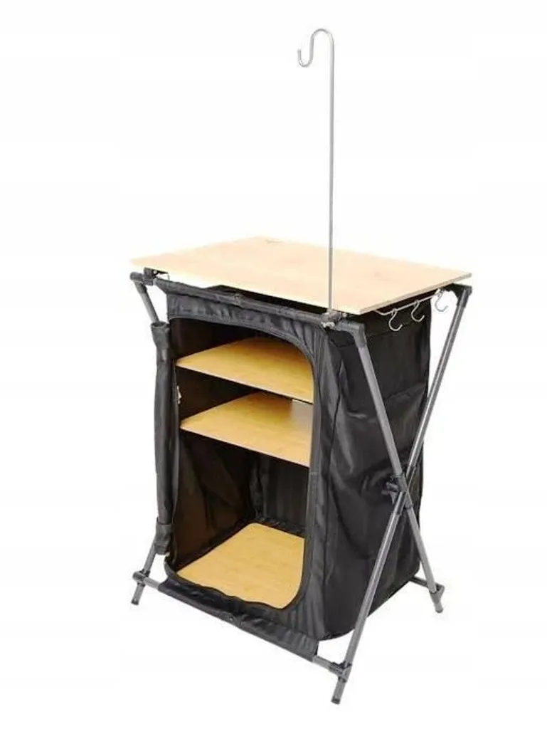 Etagère de camping pliable 80 cm en bambou avec rangement modulable - 2