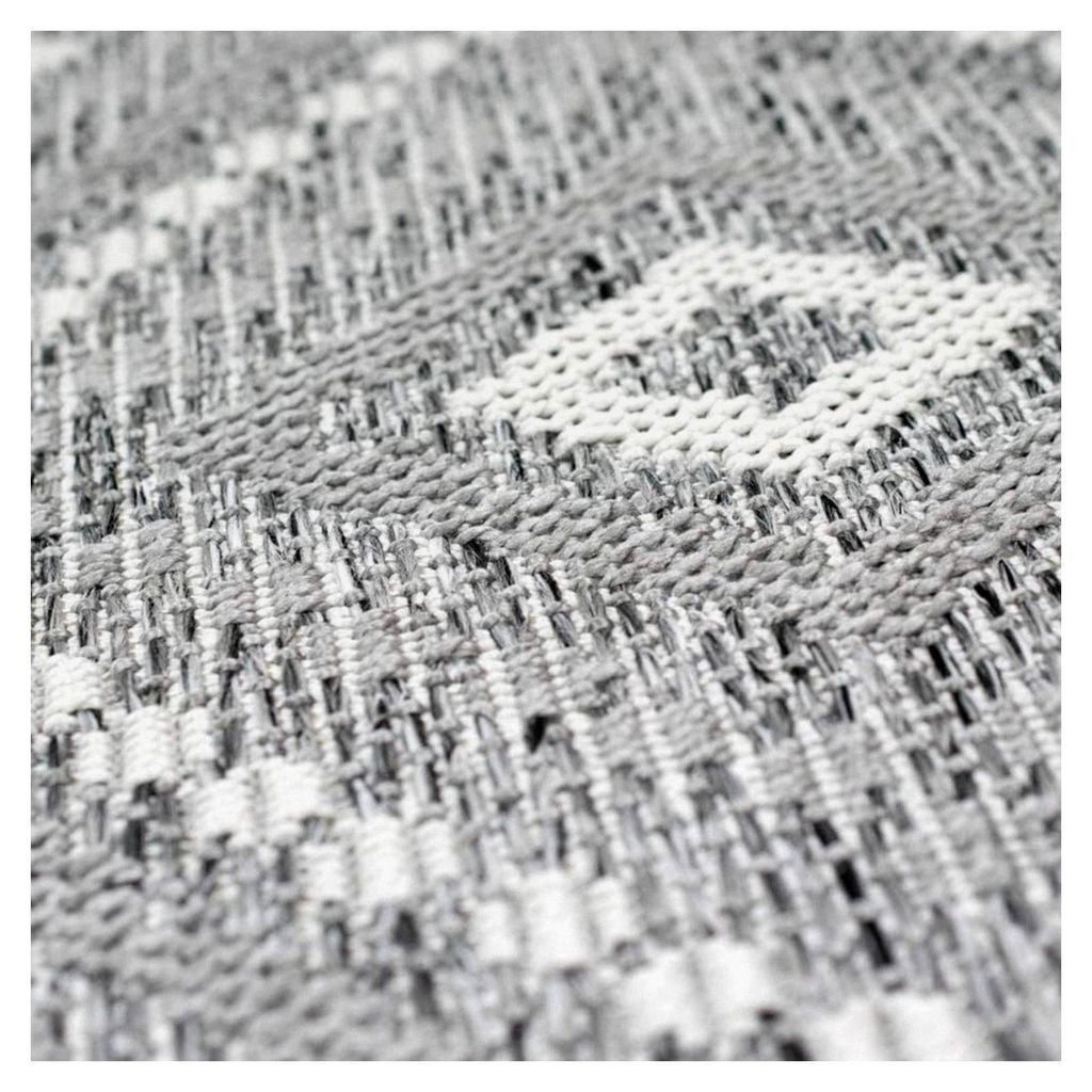 In- & Outdoor Läufer in Sisal-Optik für Küche, Wohnzimmer, Terrasse und Balkon, Rauten-Zickzack-Muster, graufarben, Größe 67x180 cm