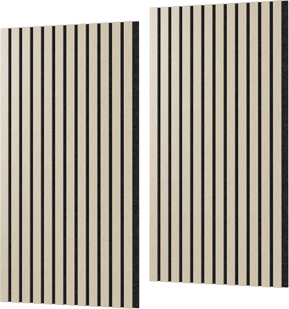 TRMLBE Akustikpaneele 2 Stück Wandpaneele Selbstklebend Holzoptik 120x60 cm Wandverkleidung mit Furnier Acoustic Panel Holzpaneele Lamellenverklei...