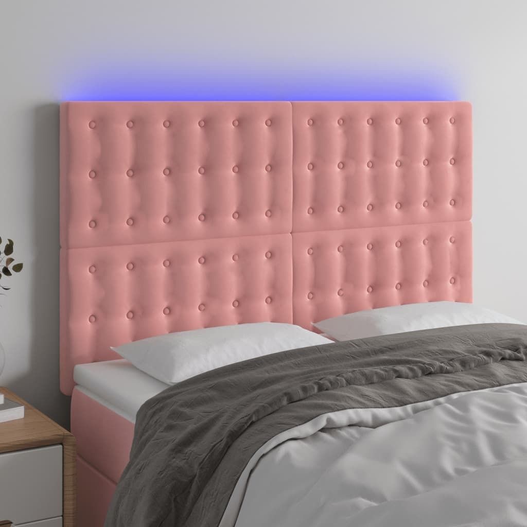 Maison Exclusive - LED Kopfteil Rosa 144x5x118/128 cm Samt