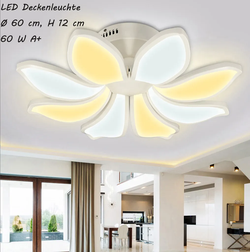 Plafonnier LED 60W à Intensité Variable avec Abat-jour Acrylique Chic