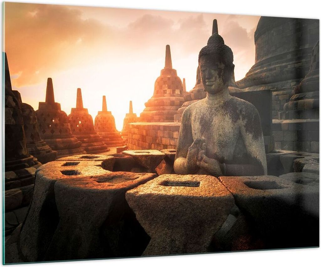 Bilder auf glas - Buddha Glaube Asien - 100x70cm - Glasbilder - Wandbilder - Kunstdruck - zum Aufhängen bereit - Wanddekoration aus Glas - Glas Bi...