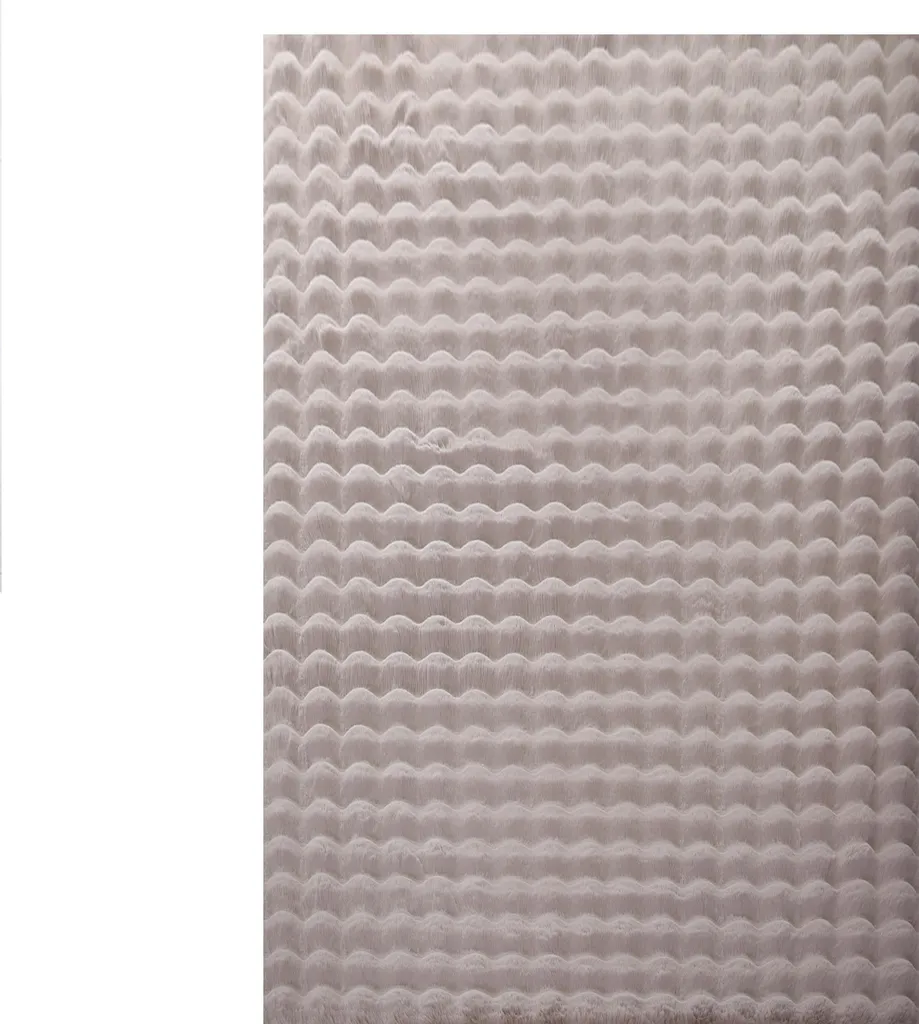 Tapis de coureur 80x250cm beige Ambiance 3D à poils longs ultra doux