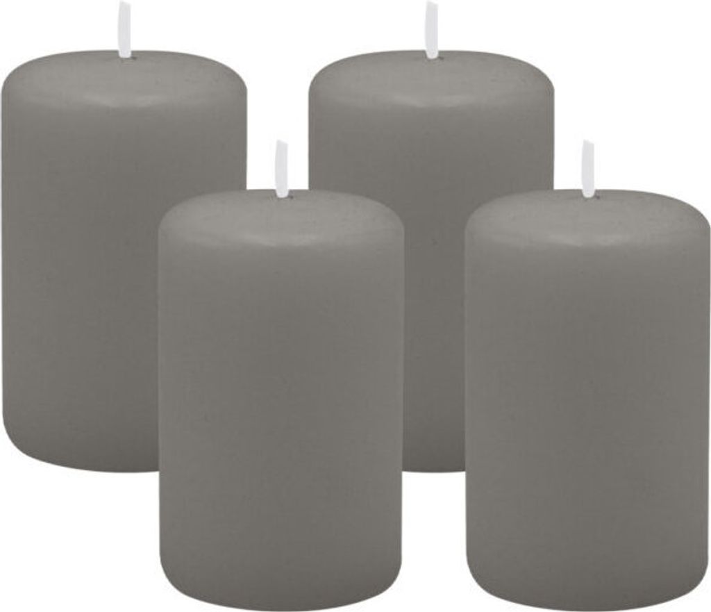 4er Set Adventskranzkerzen Grau Ø 50 x 80 mm