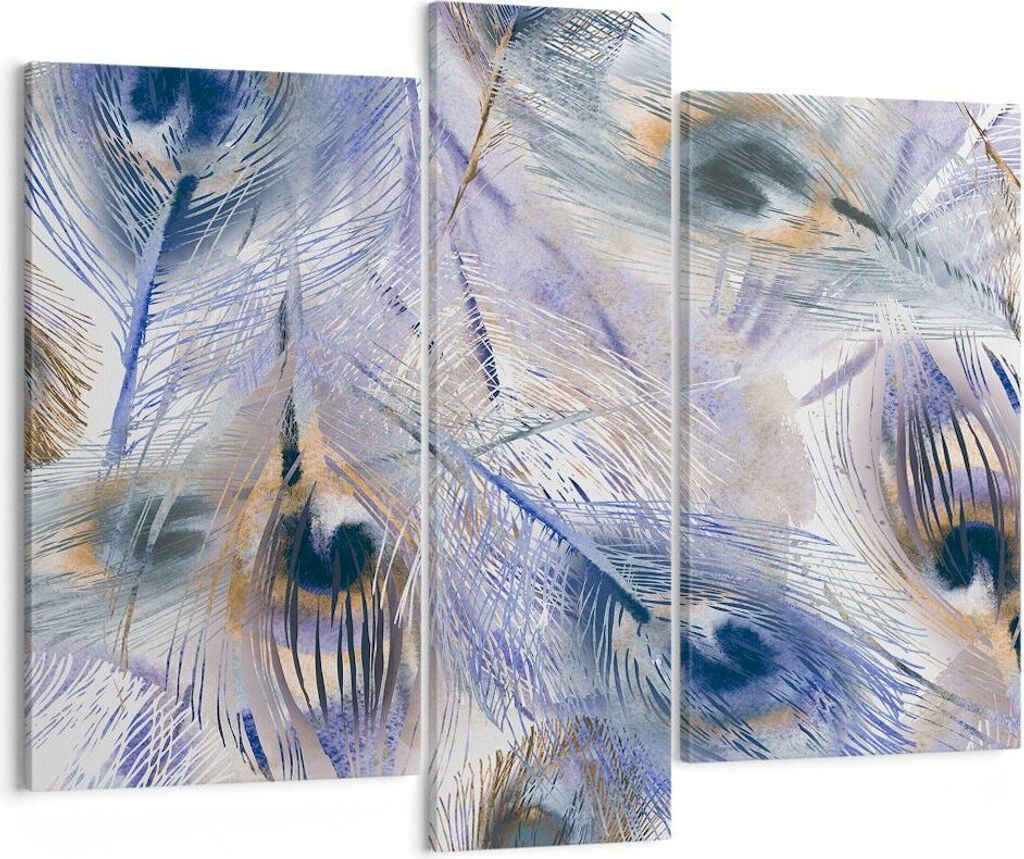 Bild auf Leinwand - Leinwandbild - Pfau Feder modern - 95x80cm - Wand Bild - Wanddeko - Wandbilder - Leinwanddruck - Bilder - Kunstdruck - Wanddeko...