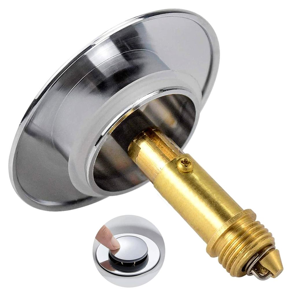 Waschbeckenstöpsel aus Messing - 66 mm Abflussstopfen Pop Up mit Dichtungen für Aufsatzwaschbecken und Badewannen