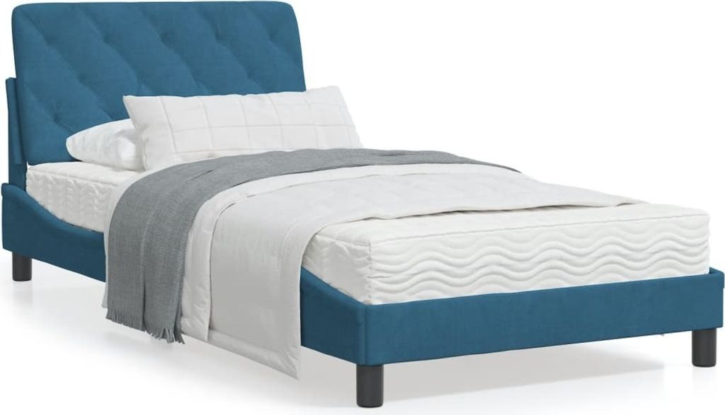Maison Exclusive - Bettgestell mit LED ohne Matratze Blau 100x200 cm Samt
