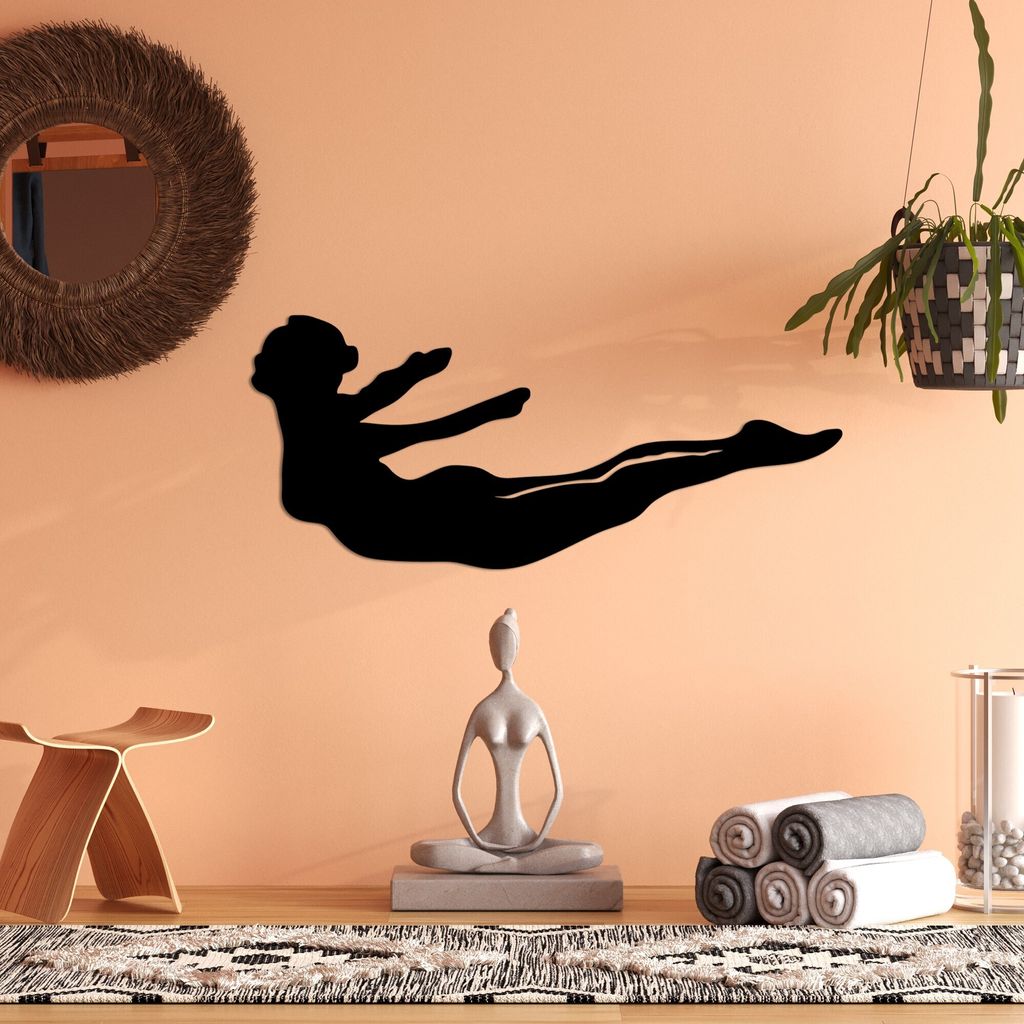 Wallity, Yoga 12, Dekoratives Wandaccessoire aus Metall, Schwarz, 100 % METALL, 60 x 26 cm