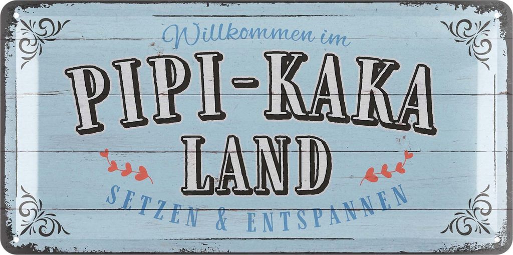 LANOLU Blechschild Pipi Kaka Land Schild, Toilettenschild lustig, lustige WC Schilder Vintage Deko Gäste WC Schild, Badezimmer Türschilder