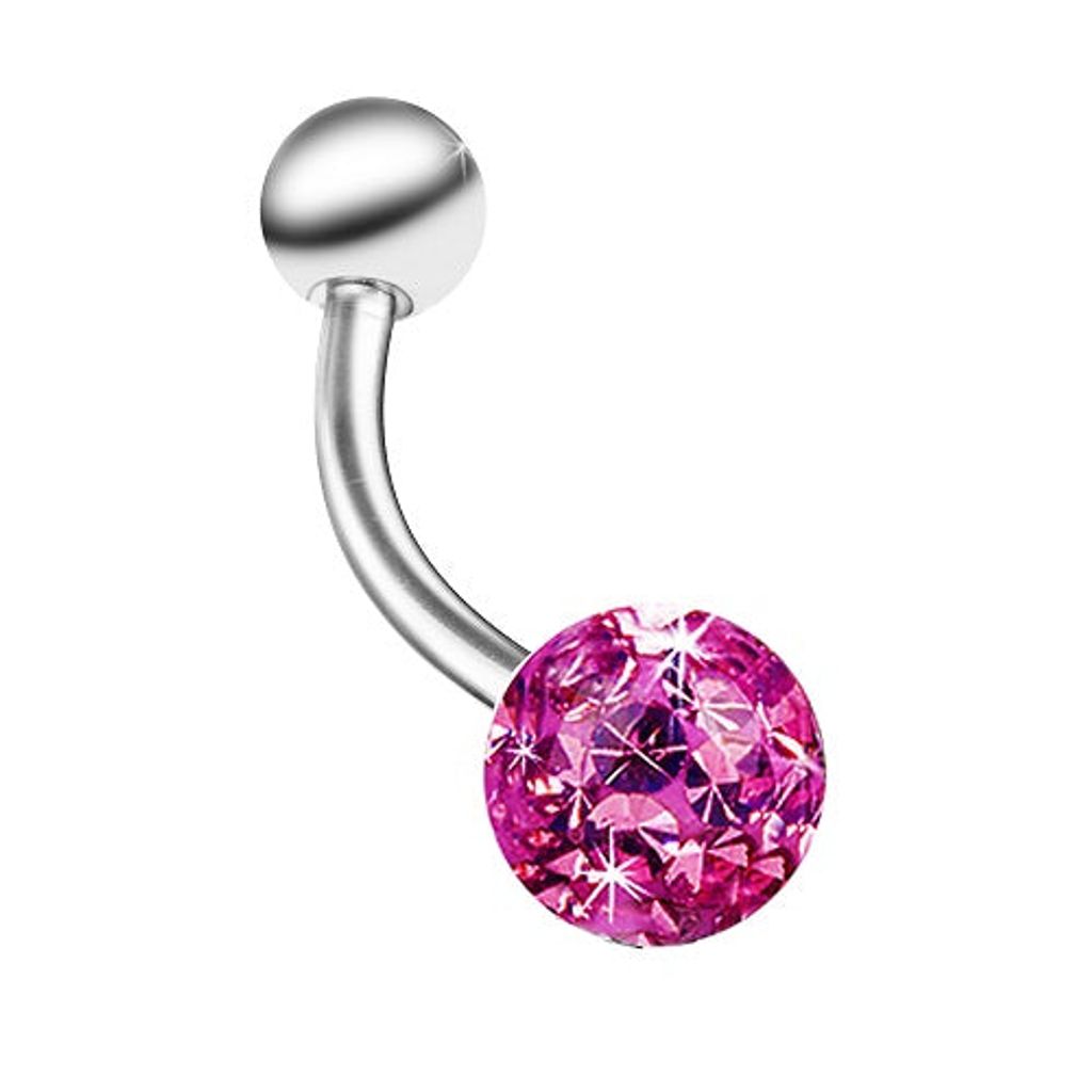Taffstyle Bauchnabelpiercing Bauchnabelpiercing Banane Piercing Multi Epoxy Ferido Kristall Kugel, Fuchsia / 8mm