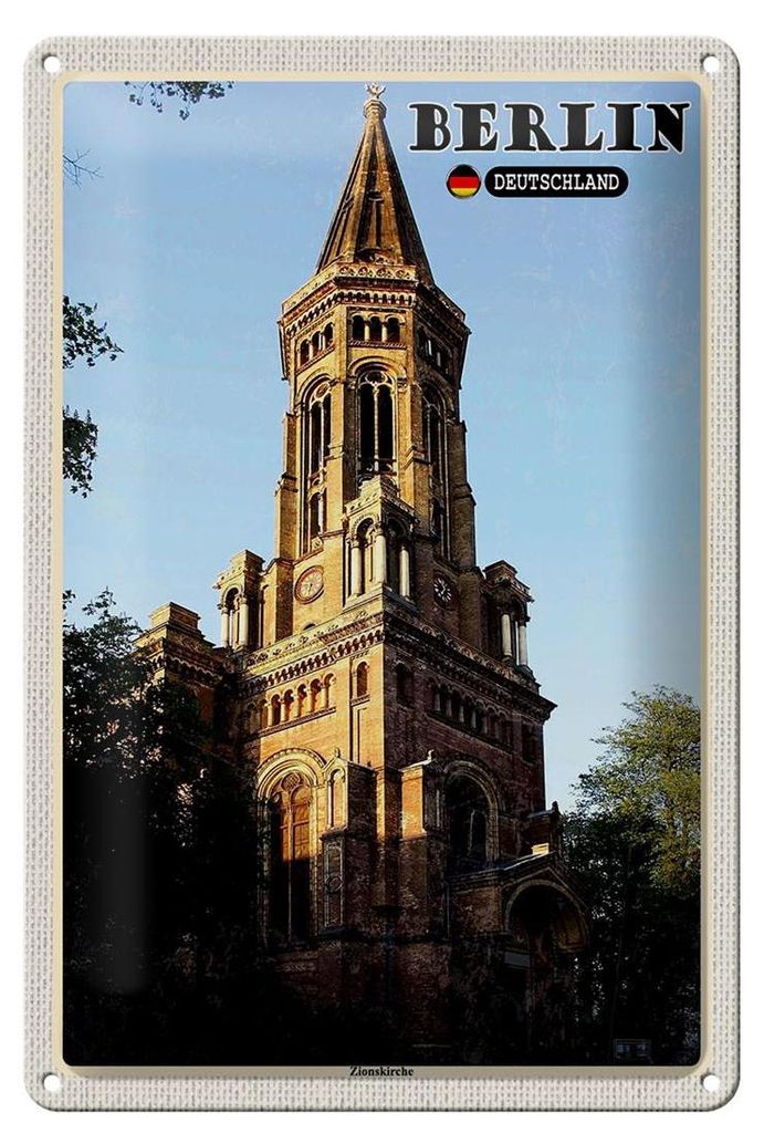 Blechschild Städte Berlin Deutschland Zionskirche 20x30cm Produktbild 