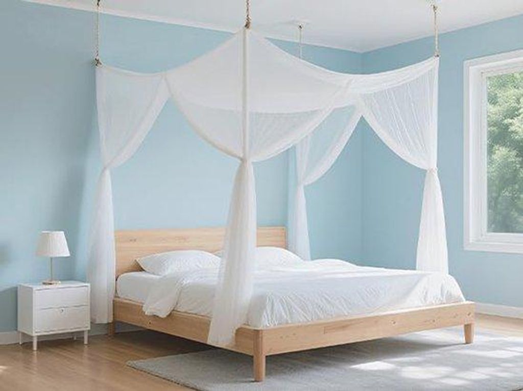Záclona na postel velikosti queen, 150 cm x 198 cm, bílý Obrázek produktu 