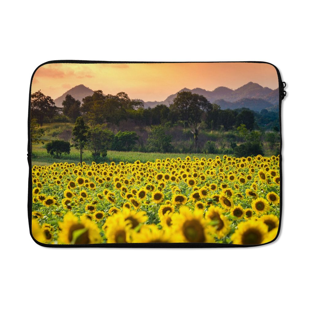 MuchoWow Laptop Hülle 13 Zoll Sonnenblume - Natur - Berg Laptoptasche - Laptophülle - Sleeve - Rundumschutz