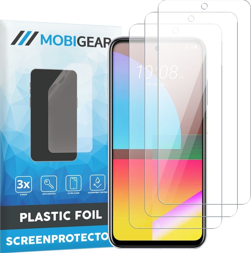 Mobigear HTC Desire 21 Pro Displayschutz Schutzfolie - Hüllenfreundlich (3er Pack)