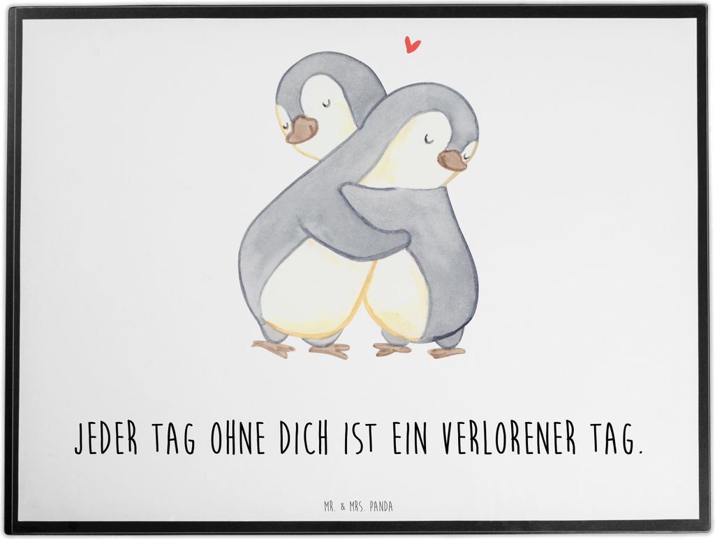 Mr. & Mrs. Panda Schreibunterlage Pinguine Kuscheln - Weiß - Geschenk, Hochzeitstag, Valentinstag, bastelunterlage, schreibtischunterlage, Freund,...
