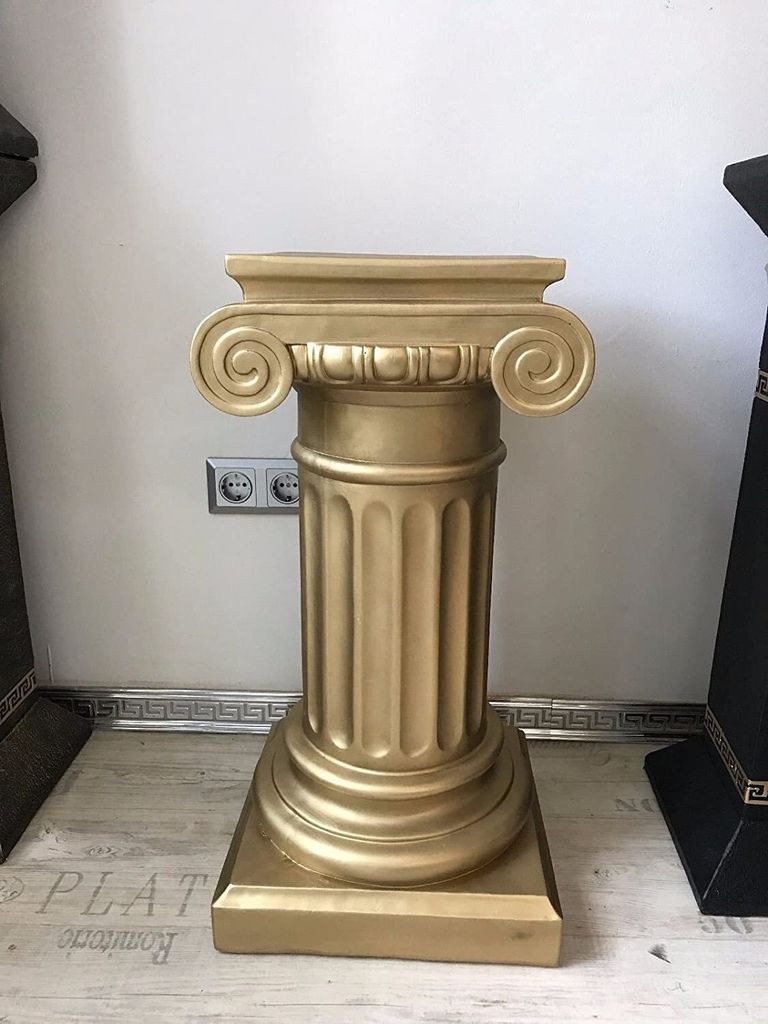 Säule Mäander Style Beistelltisch Marmoriert Dekosäule 70 cm Griechische Antik Retro Rokoko Säule Barock Blumenständer Podest Handbemalt