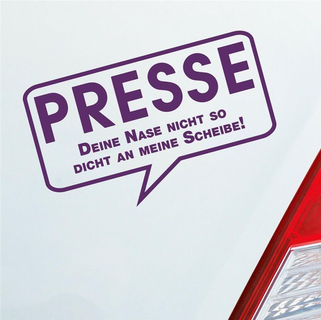 Auto Aufkleber Presse Nase dicht lustig 15x9 cm Lila Sticker Heckscheibenaufkleber