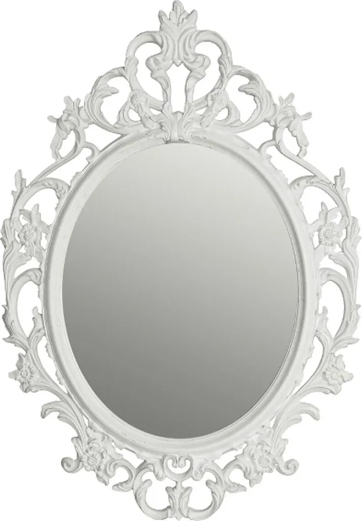 Miroir rectangulaire style baroque blanc et doré pour salon et chambre