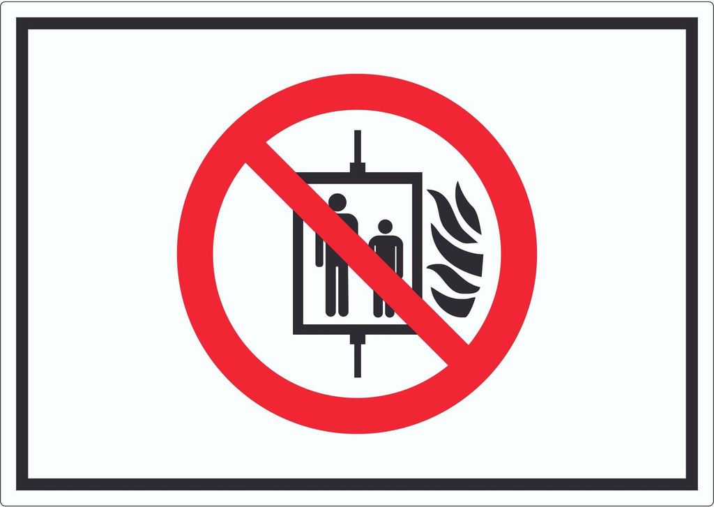 Aufzug im Brandfall nicht benutzen Symbol Aufkleber A7 (74x105mm)