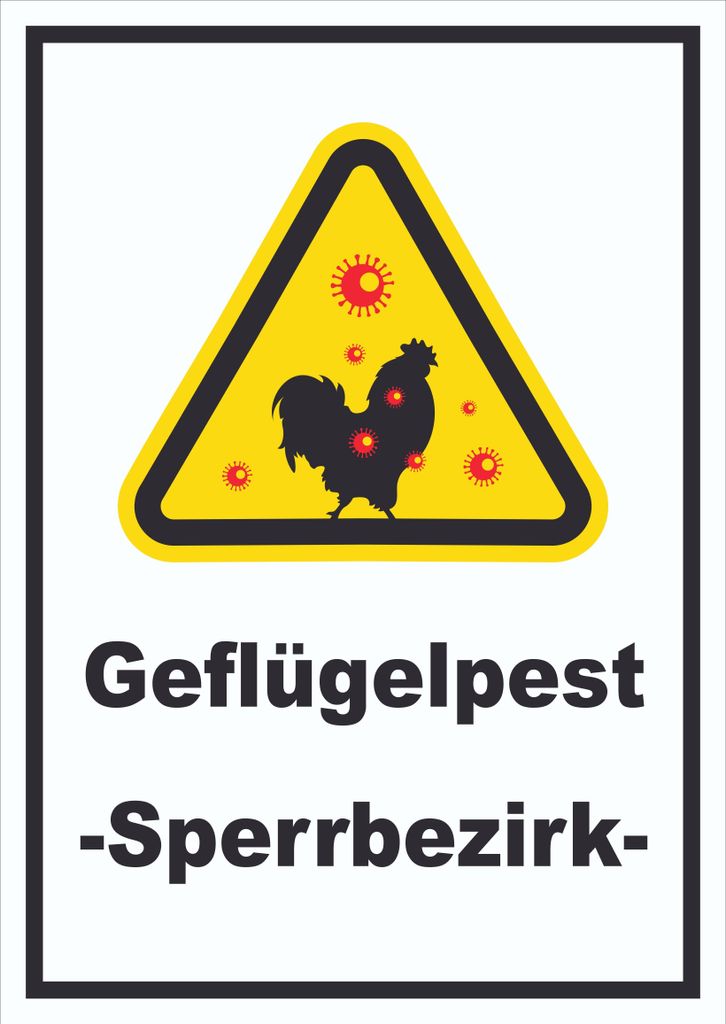 Geflügelpest Schild A6 Rückseite selbstklebend