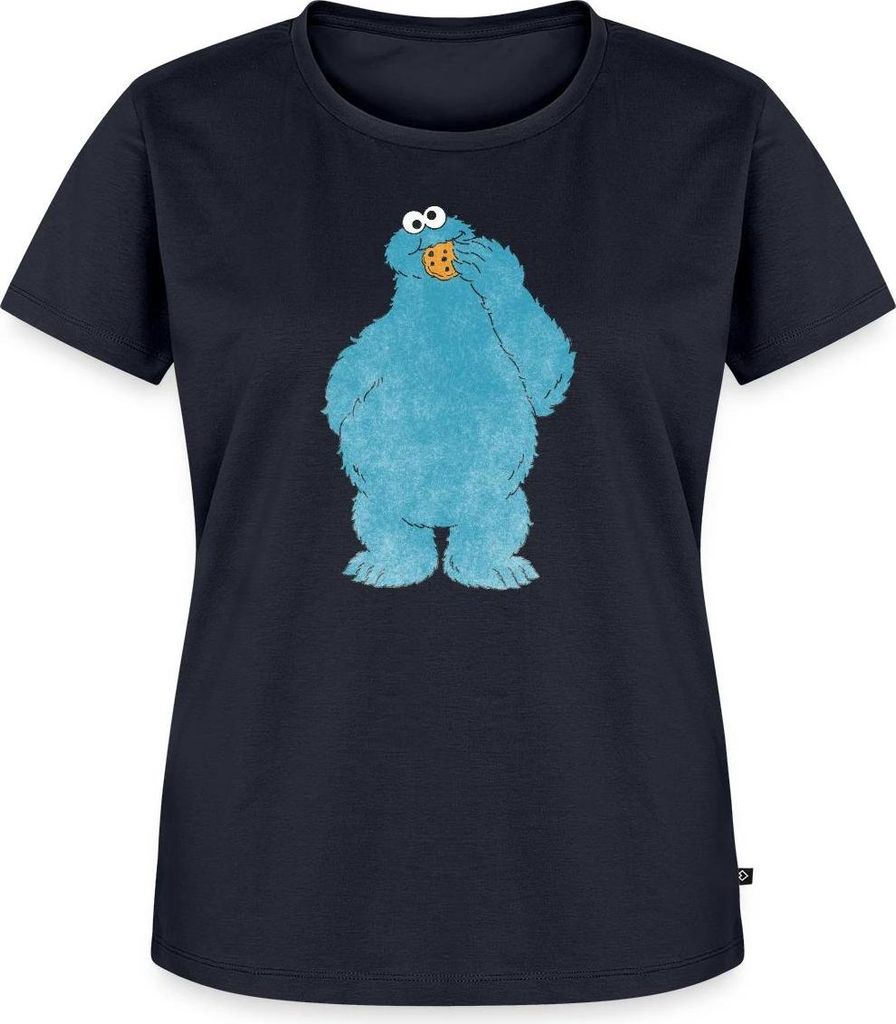Spreadshirt Sesamstraße Krümelmonster Naschen Frauen Premium T-Shirt, 4XL, Navy