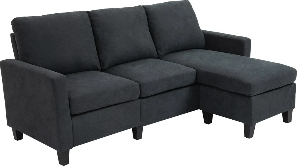 Canapé d'angle réversible 3 places HOMCOM en tissu gris foncé 197L cm