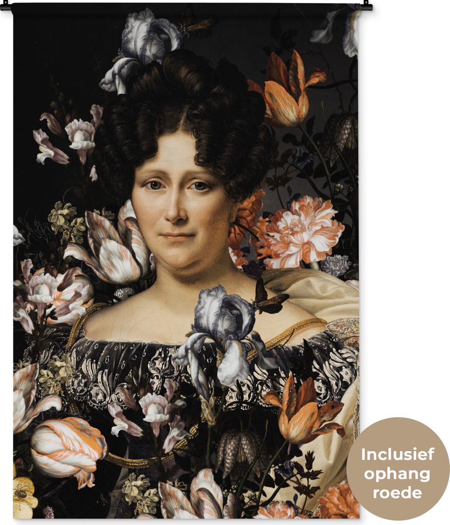 MuchoWow Wandteppich Wandbehang Johanna Henriette Engelen - Dubois Drahonet - Blumen 120x180 cm Tapisserie Dekoration Wandtuch - Schlafzimmer - D...